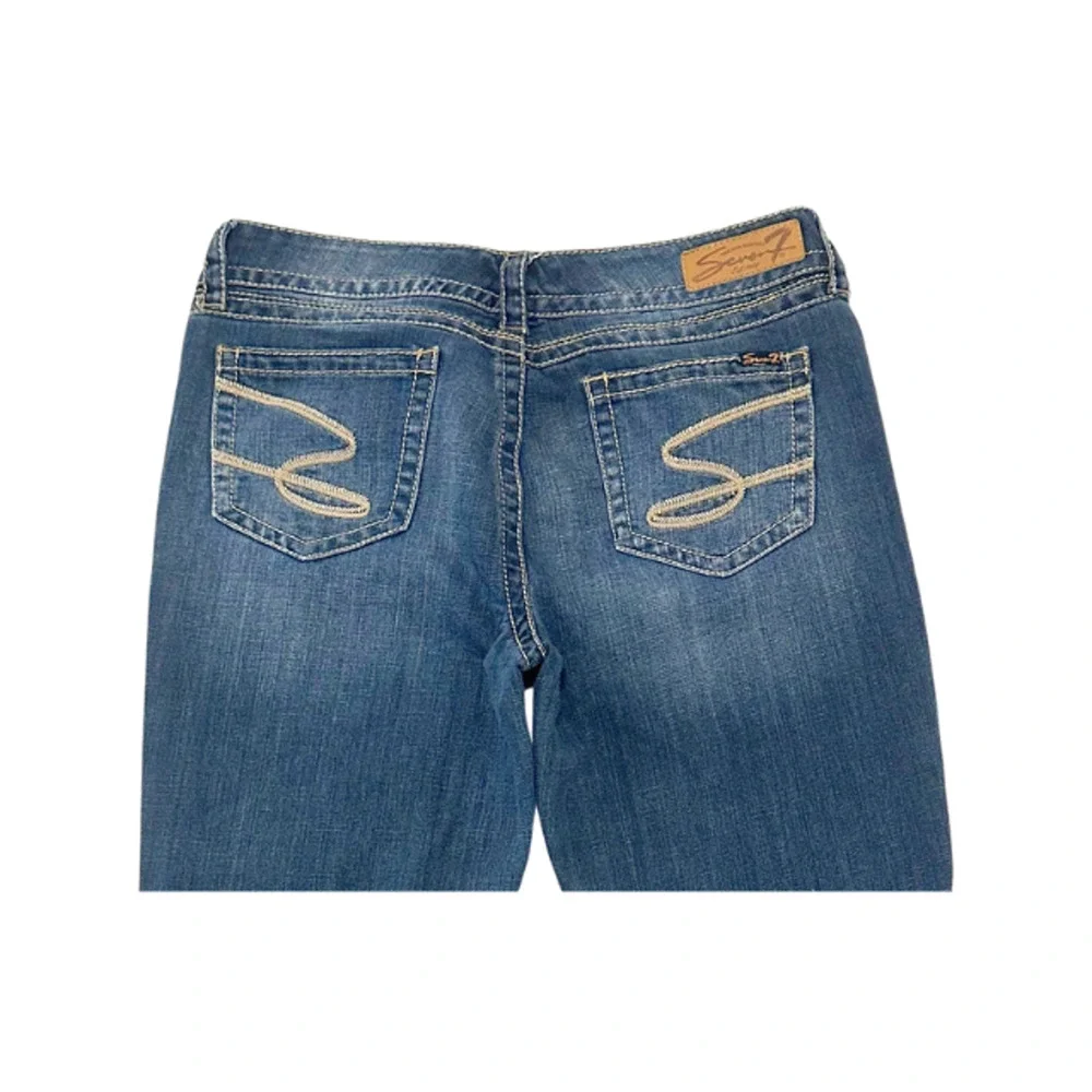 Seven7 Jeans Ankle Cropped Stretch Embroidered Pockets Blue Women’s Size 32